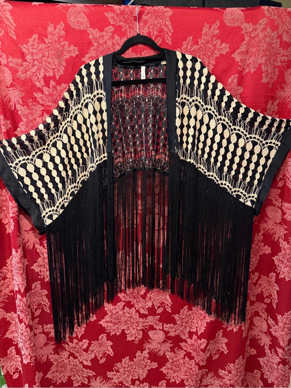 Kimono fringe cardigan/coverup